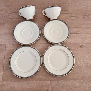 2 Sets Royal Doulton Olympia H5136 3-Pc Place Setting - Teacups Saucers Plates‎